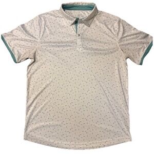 Swannies Polo Shirt Mens L White Golf Tees Print Performance Polyester